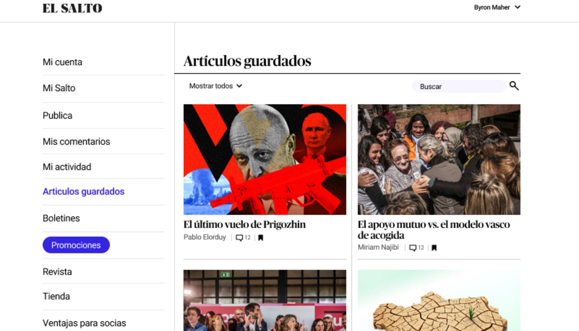 Artículos guardados en la nueva web.